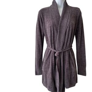 Barefoot Dreams CozyChic Ultra Lite Shawl Cardigan Robe Gray Small BDWCU20698